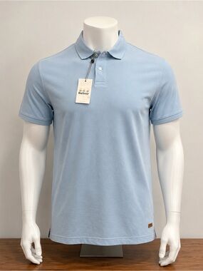 NWT Barbour Waresley Polo Shirt XXL Sky Blue Cotton Modal Short Sleeve Luxury